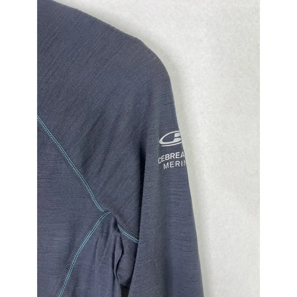 Icebreaker Womens Small 150 Merino Wool Bodyfit L/S Baselayer Shirt Navy Blue - Picture 3 of 7